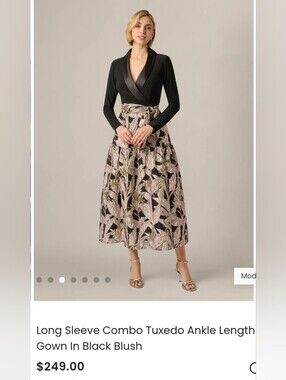 Adrianna Papell Black and Blush Floral Midi Skirt with Tie Waist